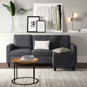 Harbuck 77.55 Wide Reversible Sofa Chaise with Ottoman