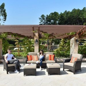 Melanson Wicker/Rattan 5 Person Seating Group with Cushions