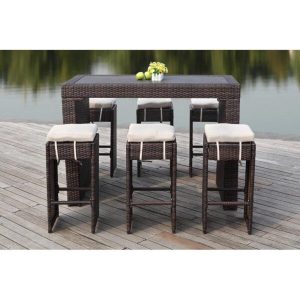 Motter Rectangular 6 Person 59.1 Long Bar Height Dining Set with Cushions
