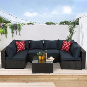 Jaelyn Wicker/Rattan 6 Person Seating Group with Cushions