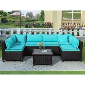 Mannford Wicker/Rattan 5 Person Seating Group with Cushions