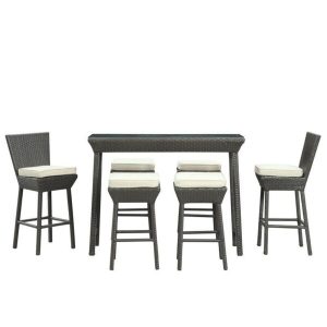 Rectangular 6 Person 51 Long Bar Height Dining Set with Cushions