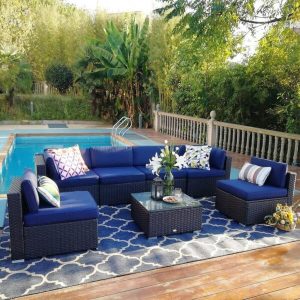 Connally Wicker/Rattan 8 Person Seating Group with Cushions