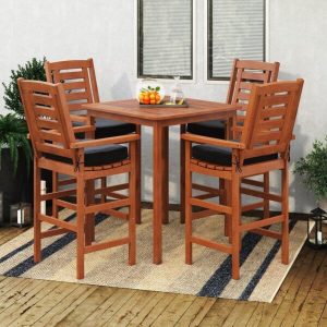 Katishia Square 4 Person 35.5 Long Bar Height Dining Set with Cushions