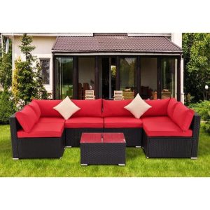 Moshannon Wicker/Rattan 6 Person Seating Group with Cushions