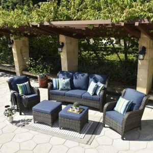 Latimer Wicker/Rattan 5 Person Seating Group with Cushions