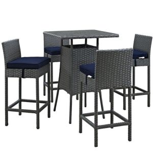 Tripp Square 4 Person 31.5 Long Bar Height Dining Set with Cushions