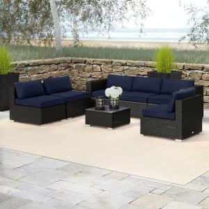 Mordecai Wicker/Rattan 6 Person Seating Group with Cushions