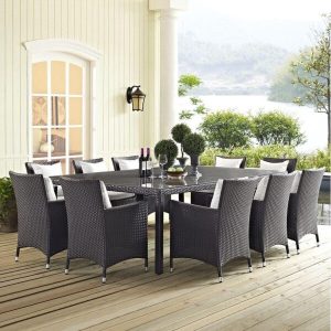 Brentwood Rectangular 10 Person Dining Set with Cushions
