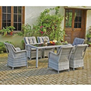 Cotswald Rectangular 6 Person 63 Long Dining Set with Cushions