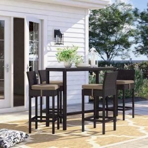 Brentwood Rectangular 4 Person 52 Long Bar Height Dining Set with Cushions