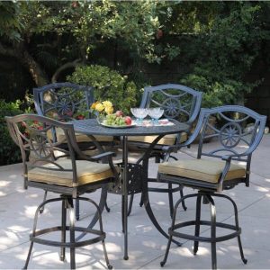 Thompsontown Round 4 Person 42 Long Aluminum Bar Height Dining Set with Cushions