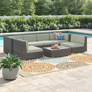 Knobel Wicker/Rattan 6 Person Seating Group with Cushions