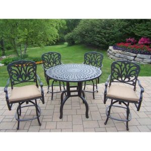 Bosch Round 4 Person 42 Long Bar Height Dining Set with Cushions