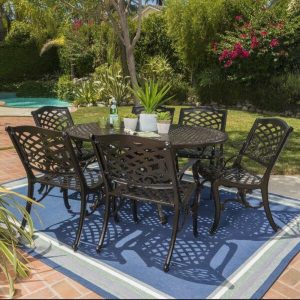 Raby Oval 6 Person 61 Long Aluminum Dining Set