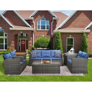 Andreau 6 Piece Rattan Sofa Seating Group with Cushions