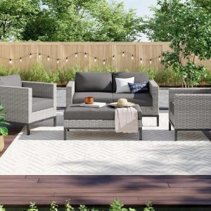 Berger Metal 4 Person Seating Group with Cushions