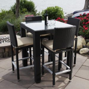 Ibiza Square 4 Person 35 Long Bar Height Dining Set with Cushions