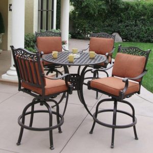 Carruthers Round 4 Person 42 Long Bar Height Dining Set with Cushions