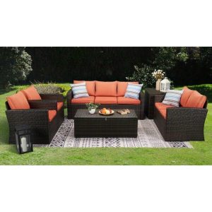 Brindille Wicker/Rattan 7 Person Seating Group with Cushions