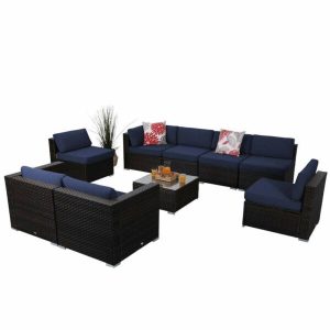 Marcellus Wicker/Rattan 8 Person Seating Group with Cushions