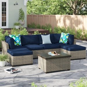 Rochford All Weather Wicker/Rattan 4 Person Seating Group with Cushions