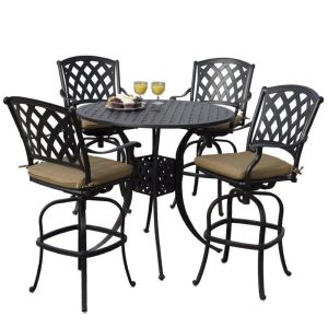 Channahon Round 4 Person 42 Long Aluminum Bar Height Dining Set with Cushions