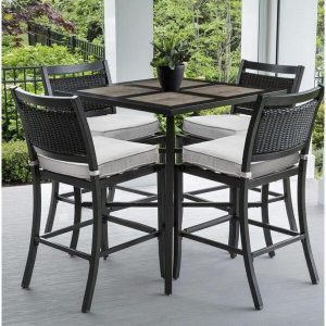 Dreketi Square 4 Person 36 Long Aluminum Bar Height Dining Set with Cushions