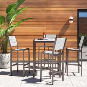 Jovie Square 4 Person 28 Long Aluminum Bar Height Dining Set