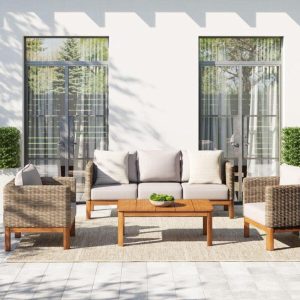 Centerview Wicker/Rattan 5 Person Seating Group with Cushions