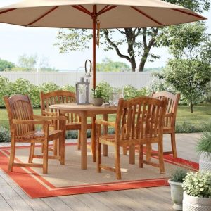 Decastro Round 4 Person 47 Long Teak Dining Set