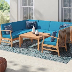 Theodore Solid Wood 6 Person Seating Group with Cushions