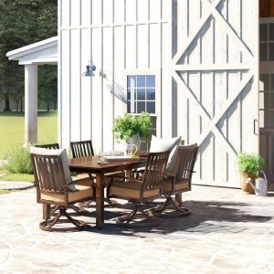 Higden Rectangular 6 Person 70.1 Long Aluminum Dining Set with Cushions