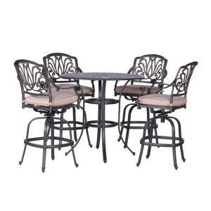 Gunter Round 4 Person 41.97 Long Aluminum Bar Height Dining Set with Cushions