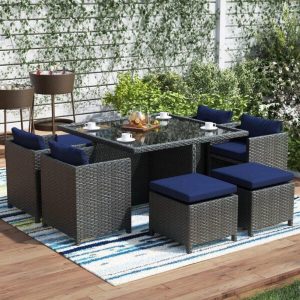Tripp Square 6 Person 52.5 Long Dining Set with Cushions