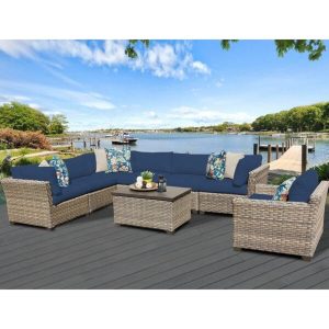 Rochford Wicker/Rattan 7 Person Seating Group with Cushions