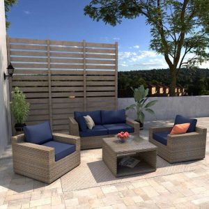 Alhambra Wicker/Rattan 4 Person Seating Group with Cushions
