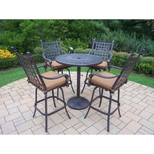 Vandyne Round 4 Person 36.25 Long Bar Height Dining Set with Cushions