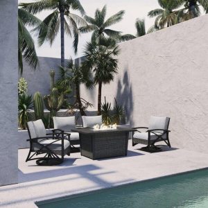 Metal 4 Person Seating Group with Cushions