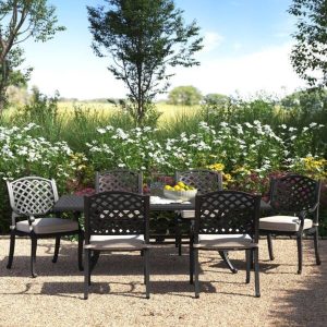 Jeffcoat Rectangular 6 Person 85.83 Long Dining Set with Cushions