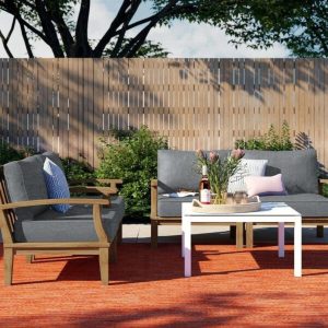 Sidney Solid Wood 4 Person Seating Group with Cushions