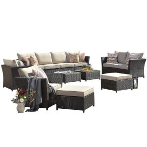 Wicker/Rattan 8 Person Seating Group with Cushions