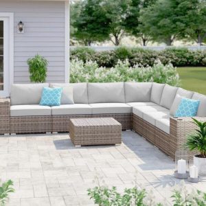 Lazaro Wicker/Rattan 6 Person Seating Group with Sunbrella Cushions
