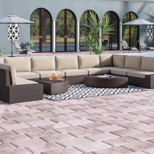 Caroline Wicker/Rattan 10 Person Seating Group with Cushions