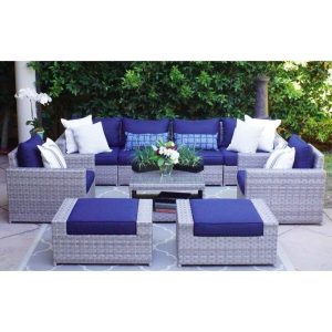 Kordell Wicker/Rattan 6 Person Seating Group with Cushions