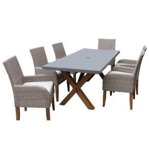 Caron Rectangular 6 Person 80 Long Dining Set with Cushions