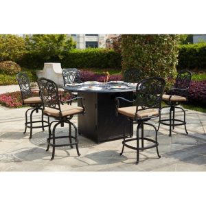 Baucom Round 6 Person 60 Long Bar Height Dining Set with Cushions