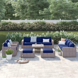 Kordell Wicker/Rattan 10 Person Seating Group with Cushions