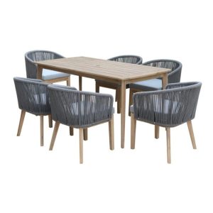 Aubrie Rectangular 6 Person 67 Long Dining Set with Cushions