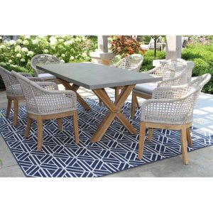 Hayden Rectangular 6 Person 37.5 Long Teak Dining Set with Cushions